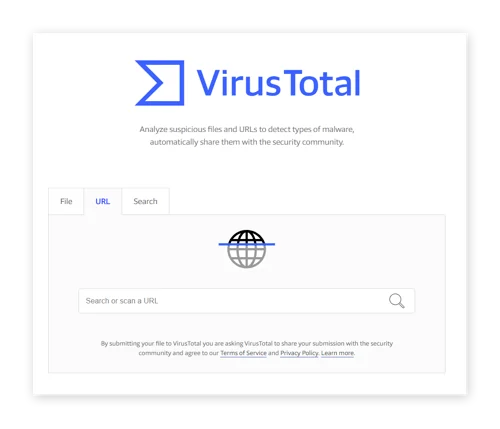 VirusTotal会扫描网址中的威胁。